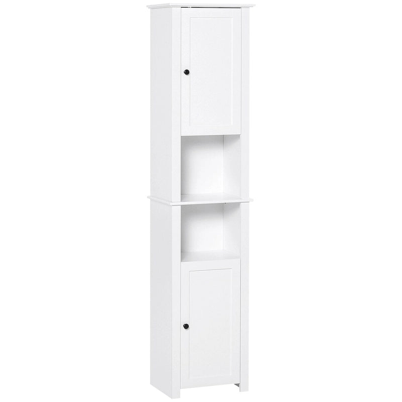 Tall Freestanding Linen Tower with Adjustable Shelf and Cabinets