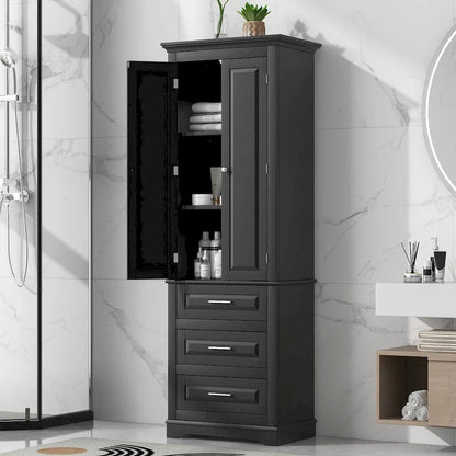 Tall Storage Cabinet with Three Drawers - N/A