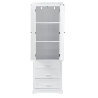 Tall Storage Cabinet with Three Drawers - N/A