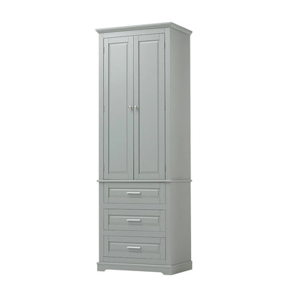 Tall Storage Cabinet with Three Drawers - N/A