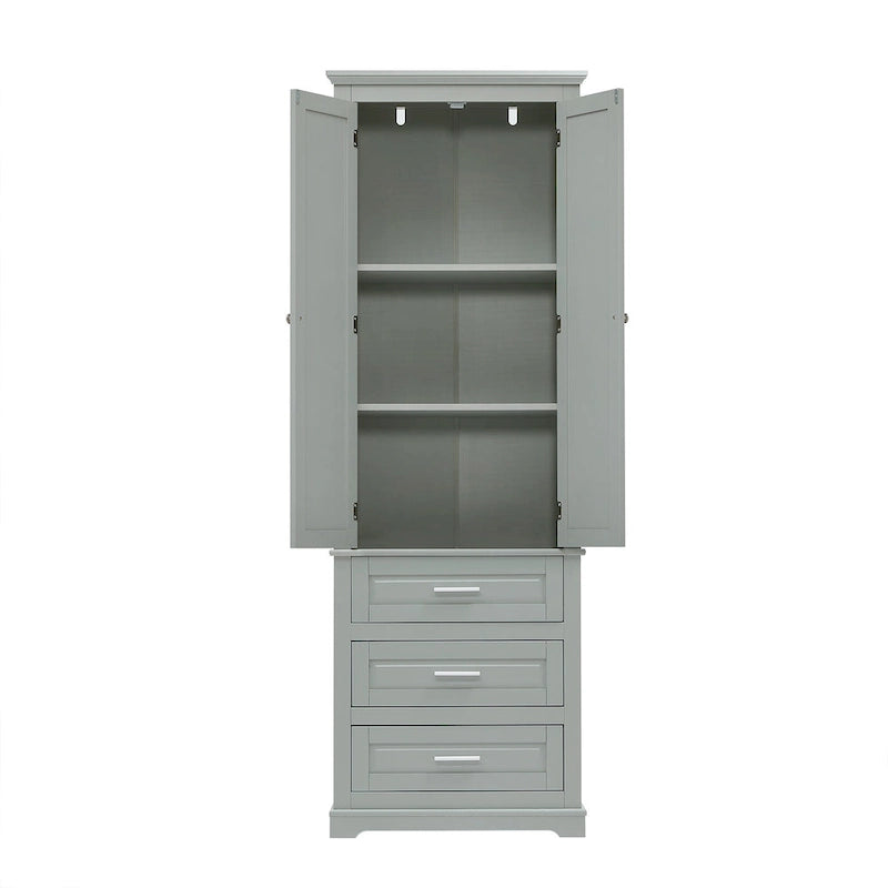 Tall Storage Cabinet with Three Drawers - N/A