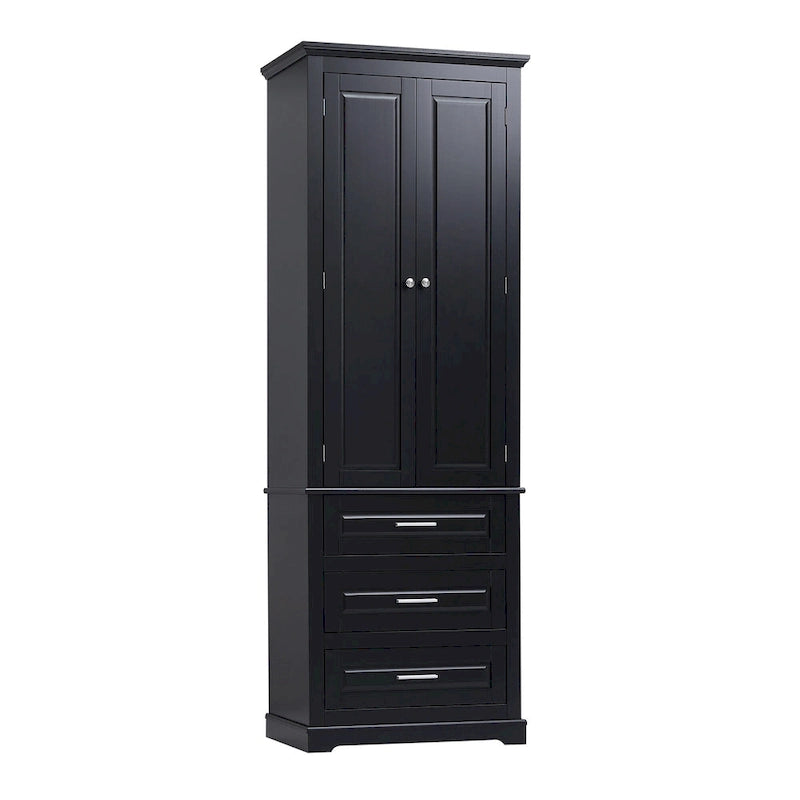 Tall Storage Cabinet with Three Drawers - N/A