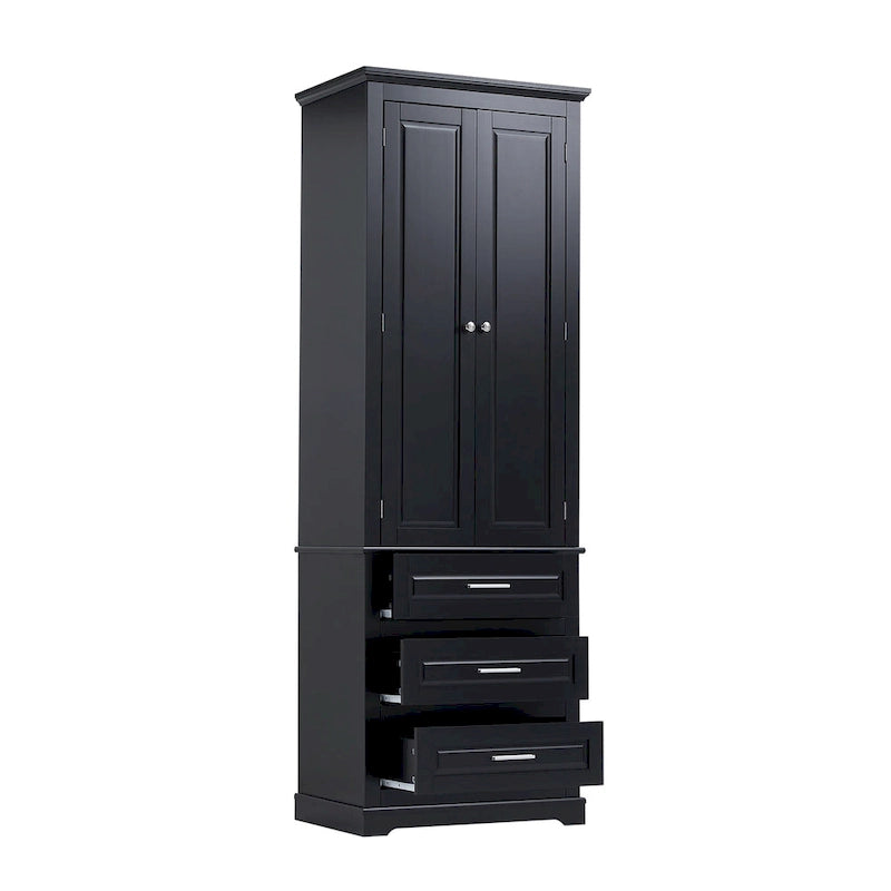 Tall Storage Cabinet with Three Drawers - N/A