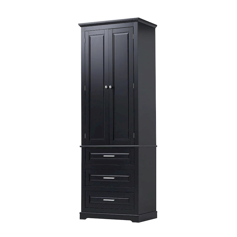 Tall Storage Cabinet with Three Drawers - N/A
