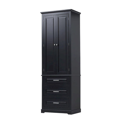 Tall Storage Cabinet with Three Drawers - N/A