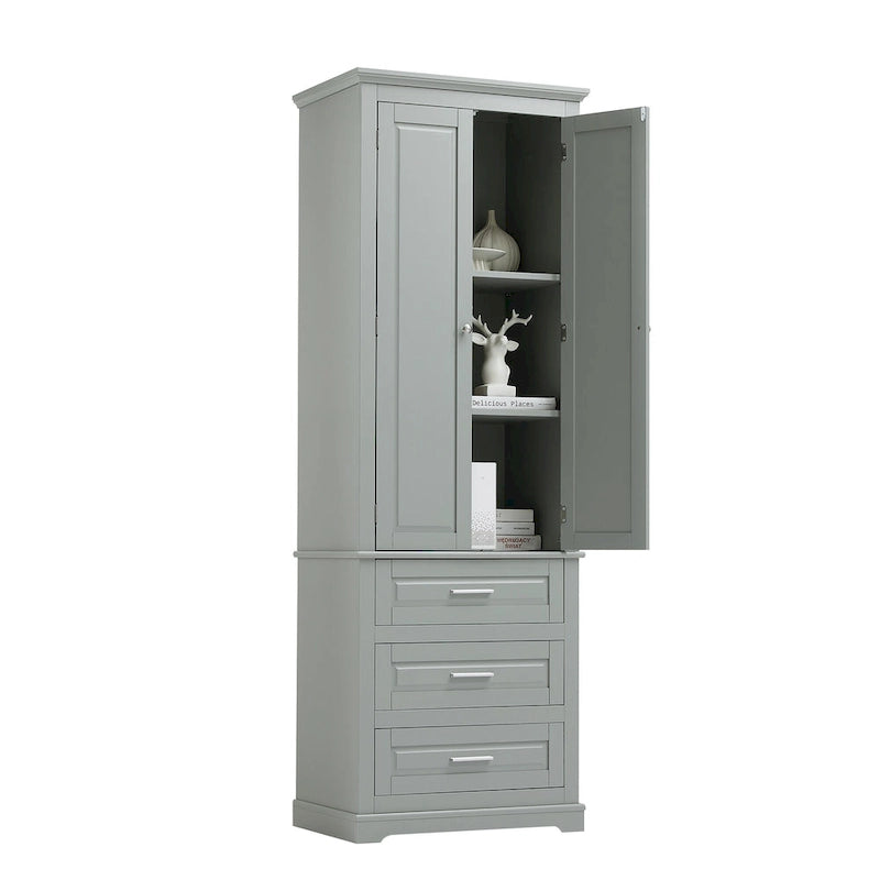 Tall Storage Cabinet with Three Drawers - N/A