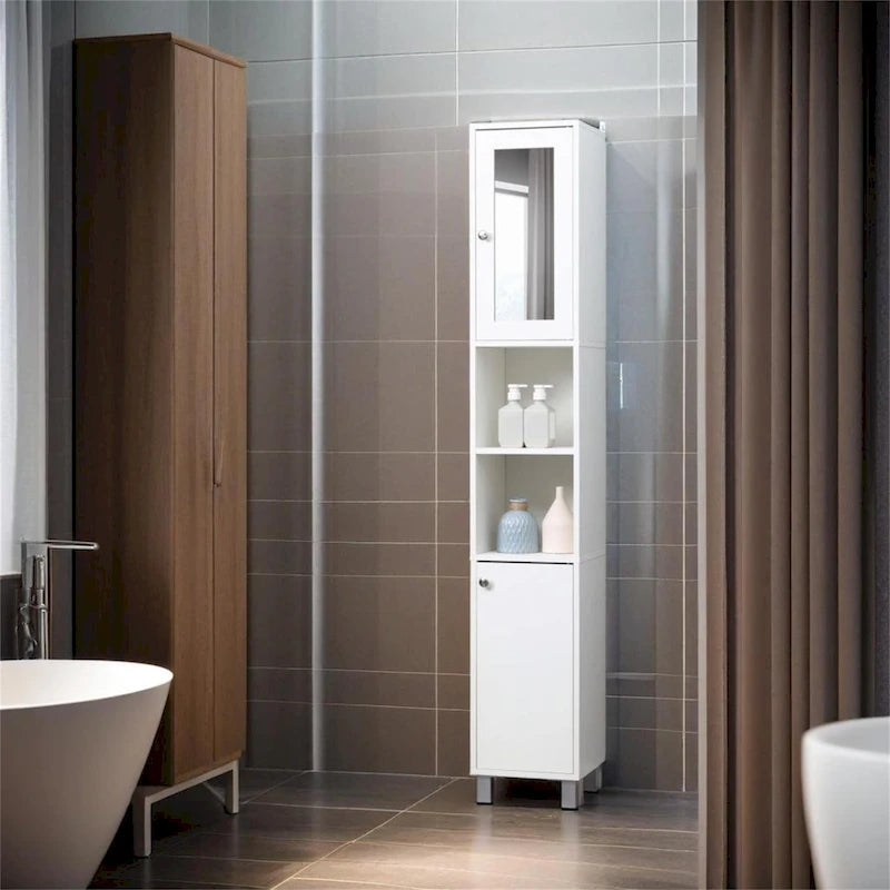 Tall Bathroom Storage Cabinet with Mirror