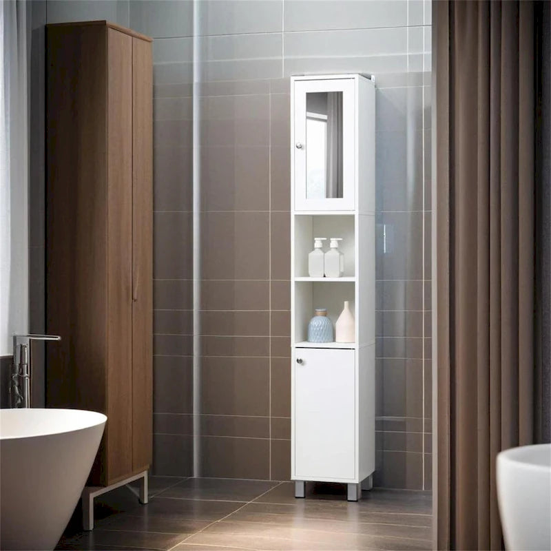 Tall Bathroom Storage Cabinet with Mirror