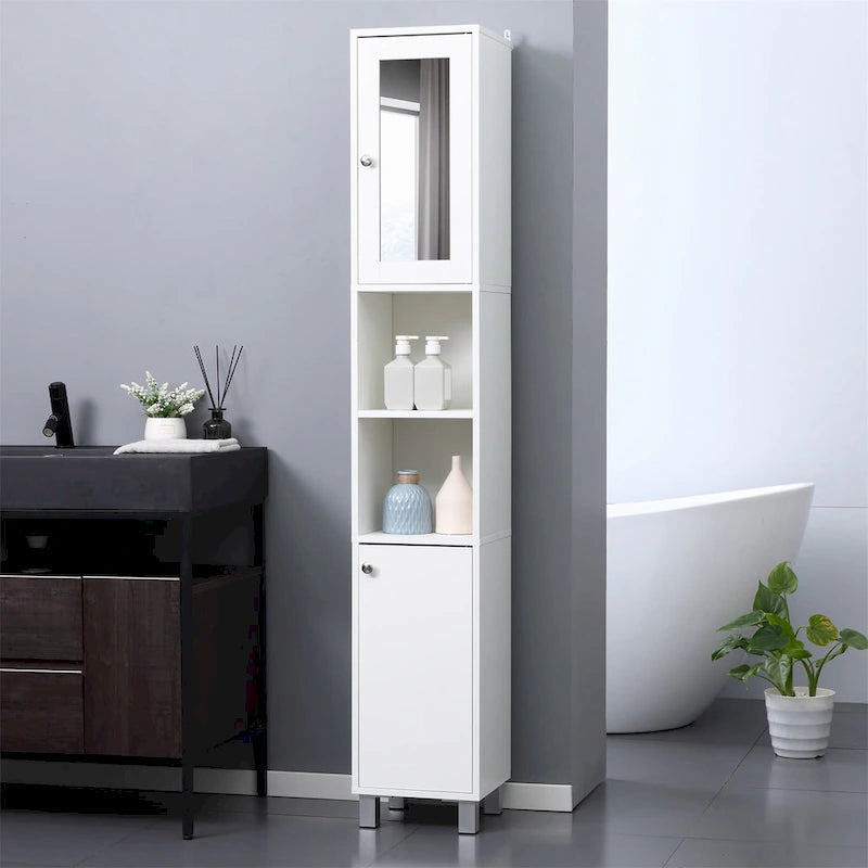 Tall Bathroom Storage Cabinet with Mirror
