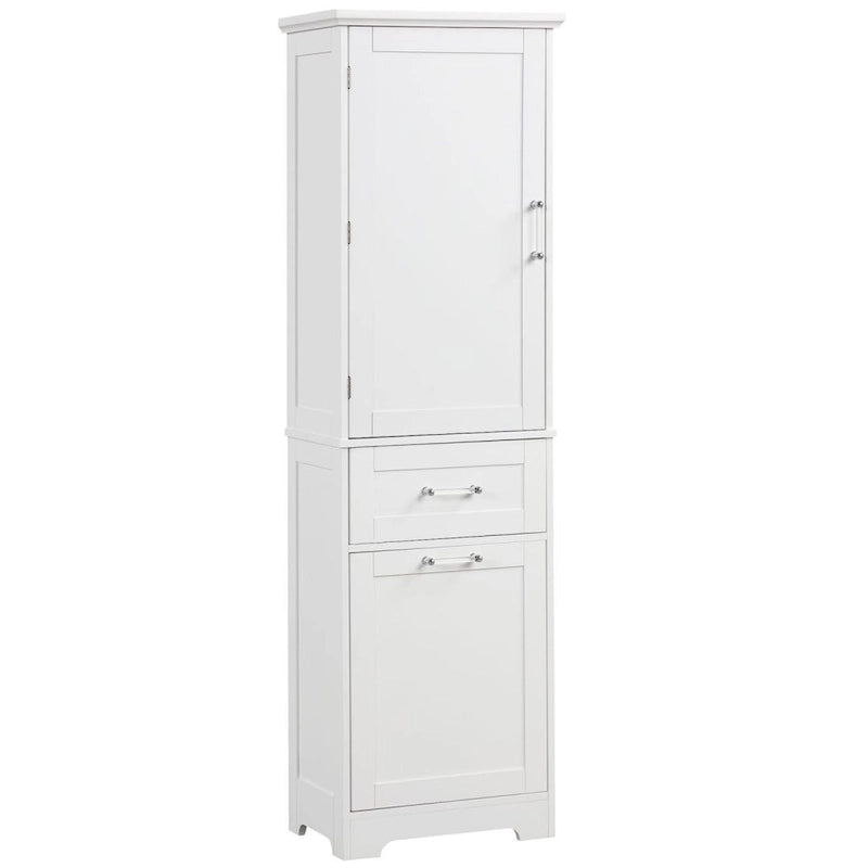 Tall Bathroom Storage Cabinet with Two Different Size Drawers and Adjustable Shelf Freestanding Storage Cabinet