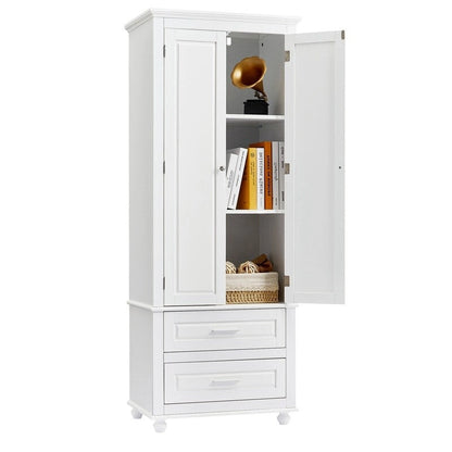Tall Bathroom Storage Cabinet with Two Drawers and Two Doors