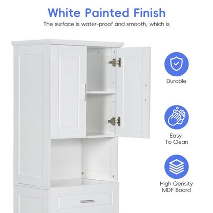 Tall Bathroom Cabinet with Tilt-Out Laundry Hamper and Storage Cabinet