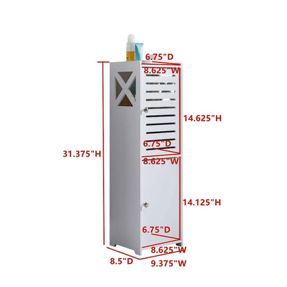 Bathroom Floor Storage Cabinet, White