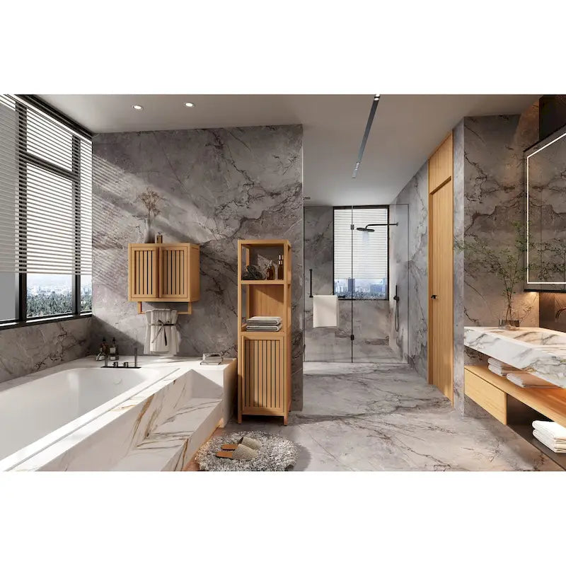 Large capacity multifunctional bamboo storage cabinet furniture for bathroom