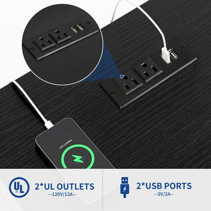 Moasis 3 Drawers Mobile LED Light Filing Cabinet with Charging Station Fit for A4/Letter Size