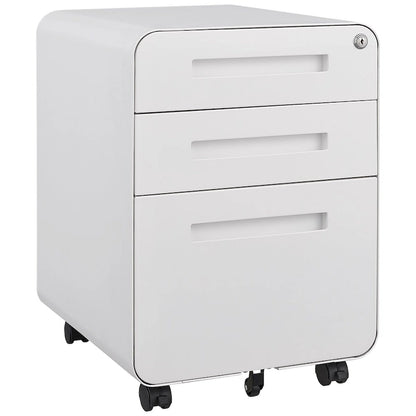 3 Drawer Mobile File Cabinet,Versatile Cabinet,5 Wheel Design Anti-Tilting Cold Rolled Steel Waterproof Moisture-Proof