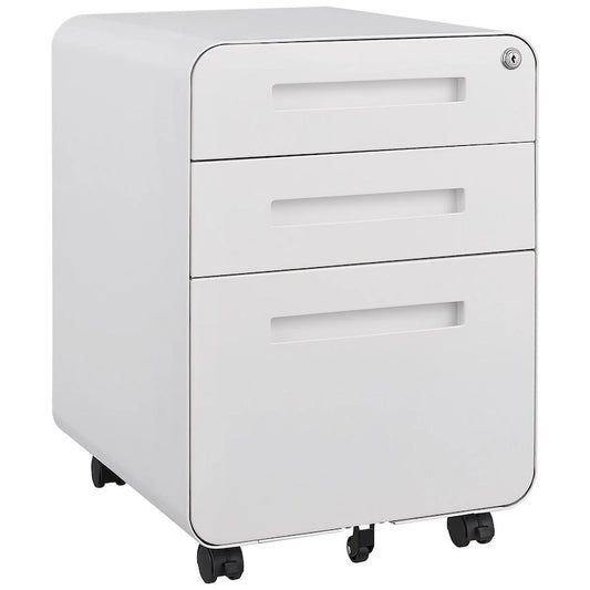 3 Drawer Mobile File Cabinet,Versatile Cabinet,5 Wheel Design Anti-Tilting Cold Rolled Steel Waterproof Moisture-Proof