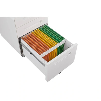 3 Drawer Mobile File Cabinet,Versatile Cabinet,5 Wheel Design Anti-Tilting Cold Rolled Steel Waterproof Moisture-Proof