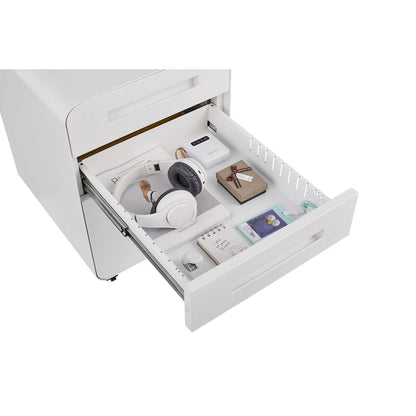3 Drawer Mobile File Cabinet,Versatile Cabinet,5 Wheel Design Anti-Tilting Cold Rolled Steel Waterproof Moisture-Proof