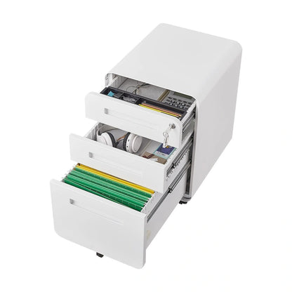 3 Drawer Mobile File Cabinet,Versatile Cabinet,5 Wheel Design Anti-Tilting Cold Rolled Steel Waterproof Moisture-Proof