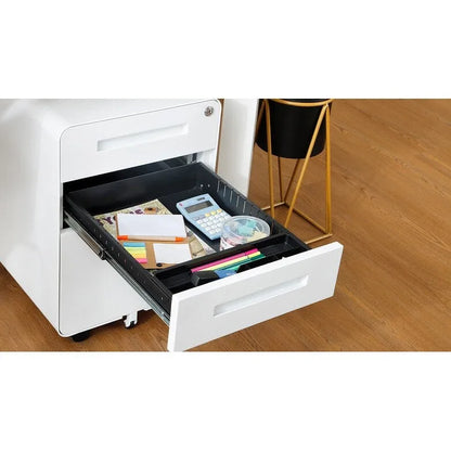 3 Drawer Mobile File Cabinet,Versatile Cabinet,5 Wheel Design Anti-Tilting Cold Rolled Steel Waterproof Moisture-Proof