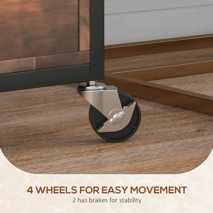 2 Drawer Mobile File Cabinet with Lock & Hanging Bar, Rustic Brown