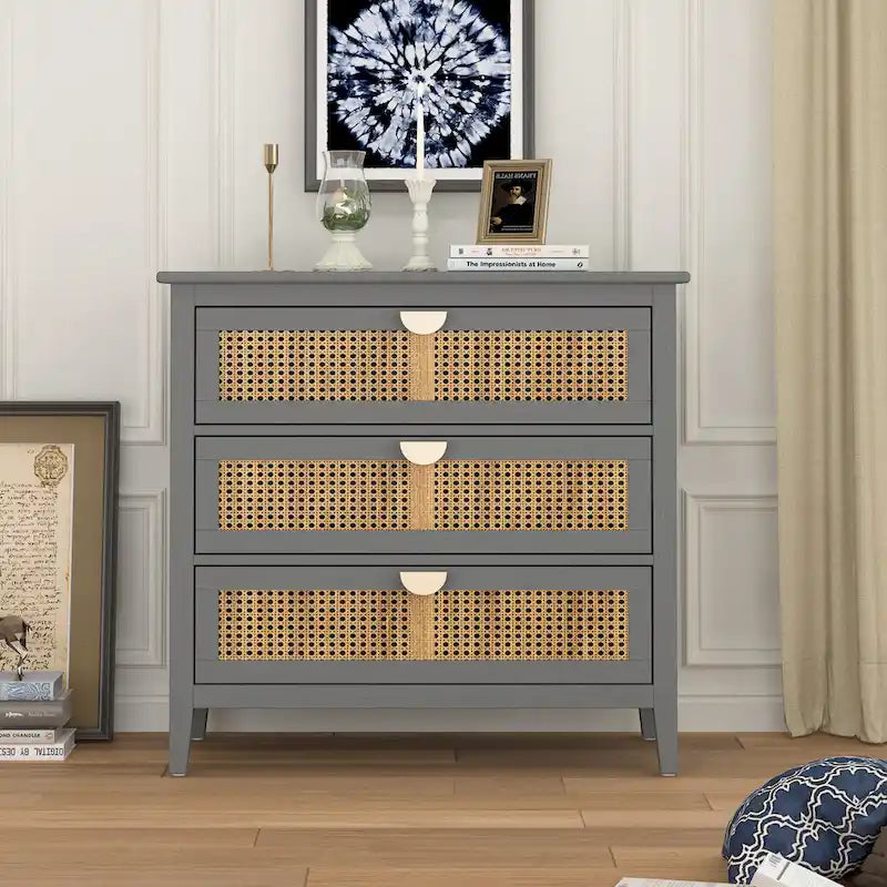 Rattan 3-Drawers Cabinet