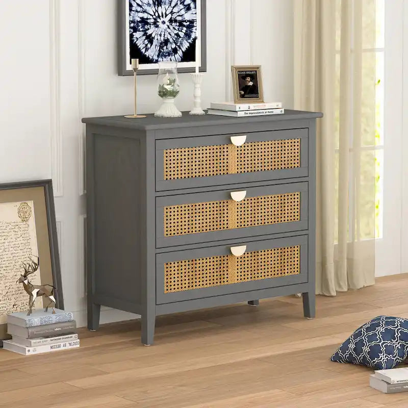 Rattan 3-Drawers Cabinet