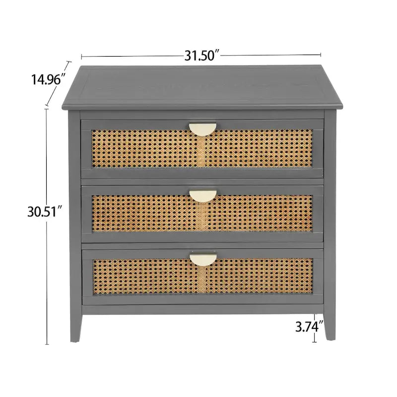 Rattan 3-Drawers Cabinet