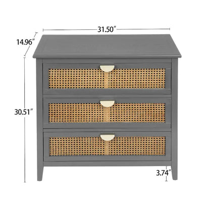 Rattan 3-Drawers Cabinet