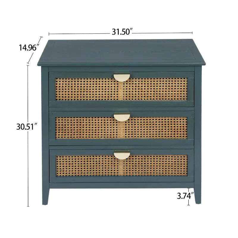 Rattan 3-Drawers Cabinet