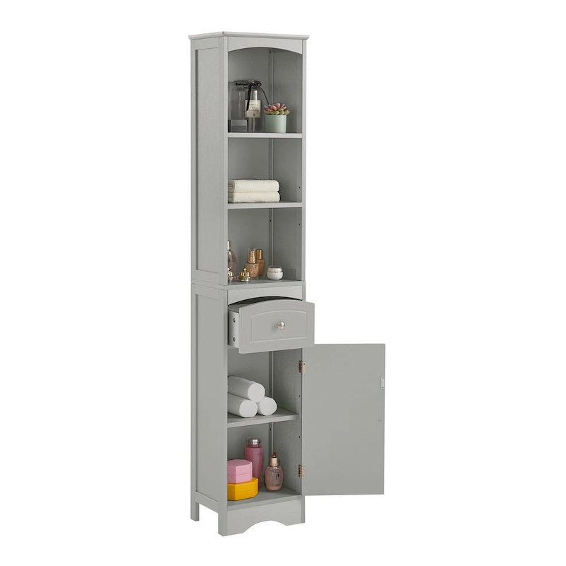 Tall Bathroom Cabinet, Freestanding Storage Cabinet with Drawer, MDF Board, Adjustable Shelf