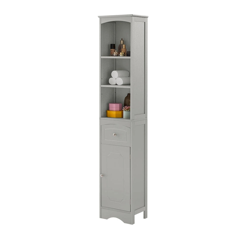 Tall Bathroom Cabinet, Freestanding Storage Cabinet with Drawer, MDF Board, Adjustable Shelf