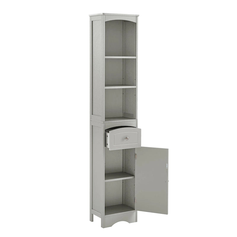 Tall Bathroom Cabinet, Freestanding Storage Cabinet with Drawer, MDF Board, Adjustable Shelf