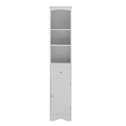 Tall Bathroom Cabinet, Freestanding Storage Cabinet with Drawer, MDF Board, Adjustable Shelf