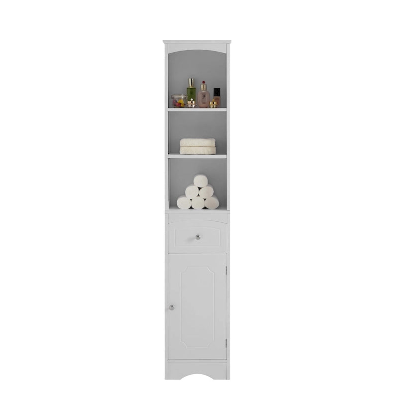 Tall Bathroom Cabinet, Freestanding Storage Cabinet with Drawer, MDF Board, Adjustable Shelf