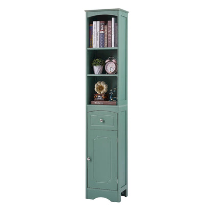 Tall Bathroom Cabinet, Freestanding Storage Cabinet with Drawer, MDF Board, Adjustable Shelf