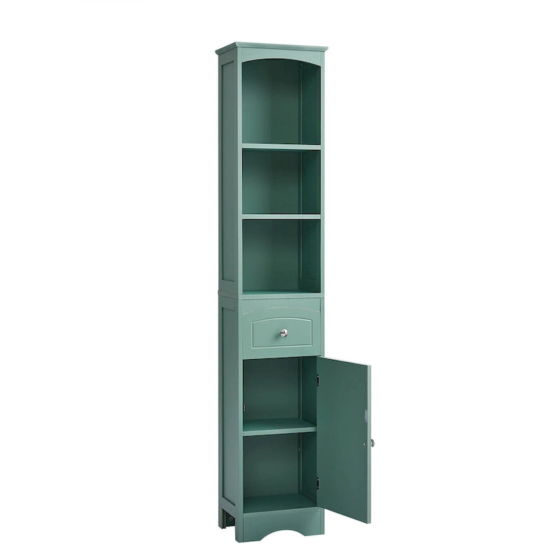 Tall Bathroom Cabinet, Freestanding Storage Cabinet with Drawer, MDF Board, Adjustable Shelf