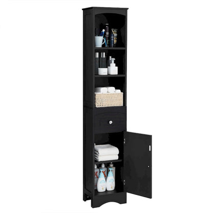Tall Bathroom Cabinet, Freestanding Storage Cabinet with Drawer, MDF Board, Adjustable Shelf
