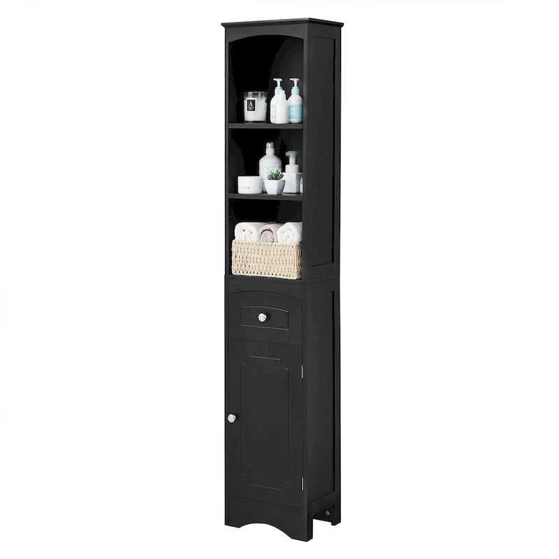 Tall Bathroom Cabinet, Freestanding Storage Cabinet with Drawer, MDF Board, Adjustable Shelf