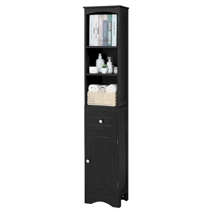 Tall Bathroom Cabinet, Freestanding Storage Cabinet with Drawer, MDF Board, Adjustable Shelf