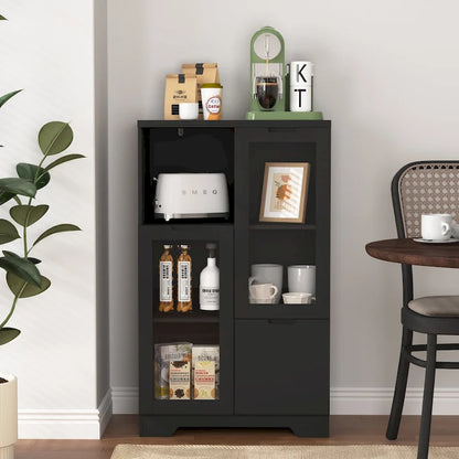 Wooden Floor Cabinet with 2 Glass Doors