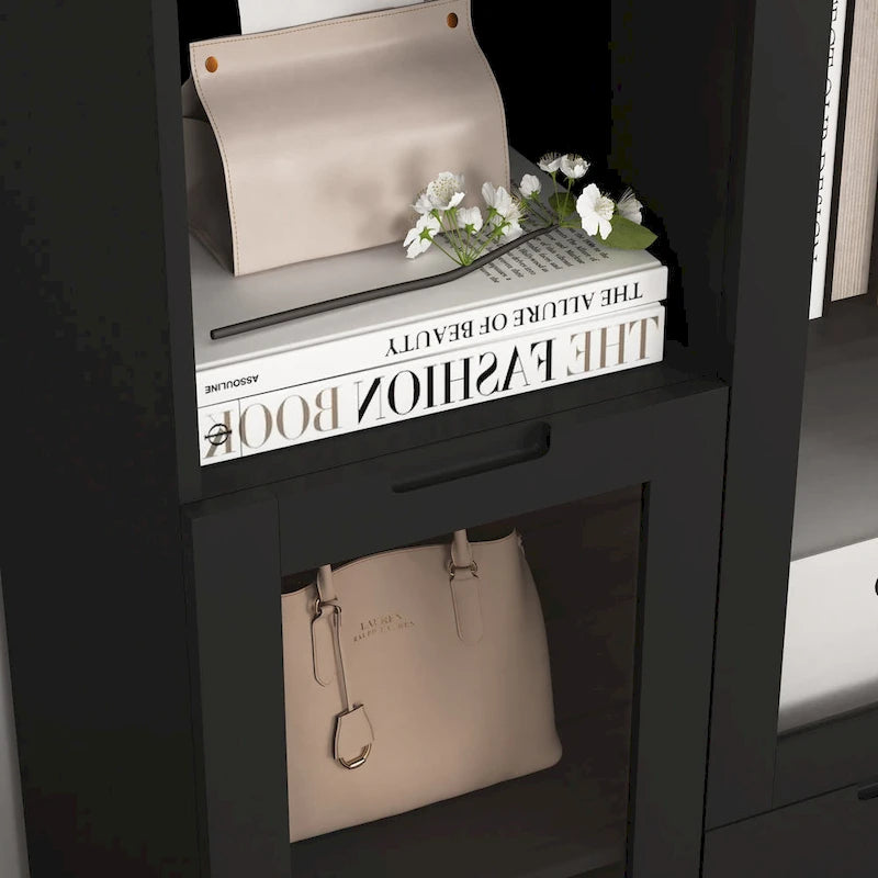 Wooden Floor Cabinet with 2 Glass Doors