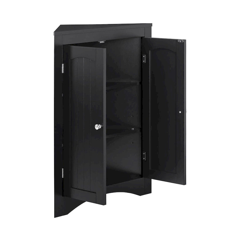 Bathroom Floor Corner Cabinet with Doors and Shelves
