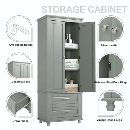 Tall Storage Cabinet with Two Drawers