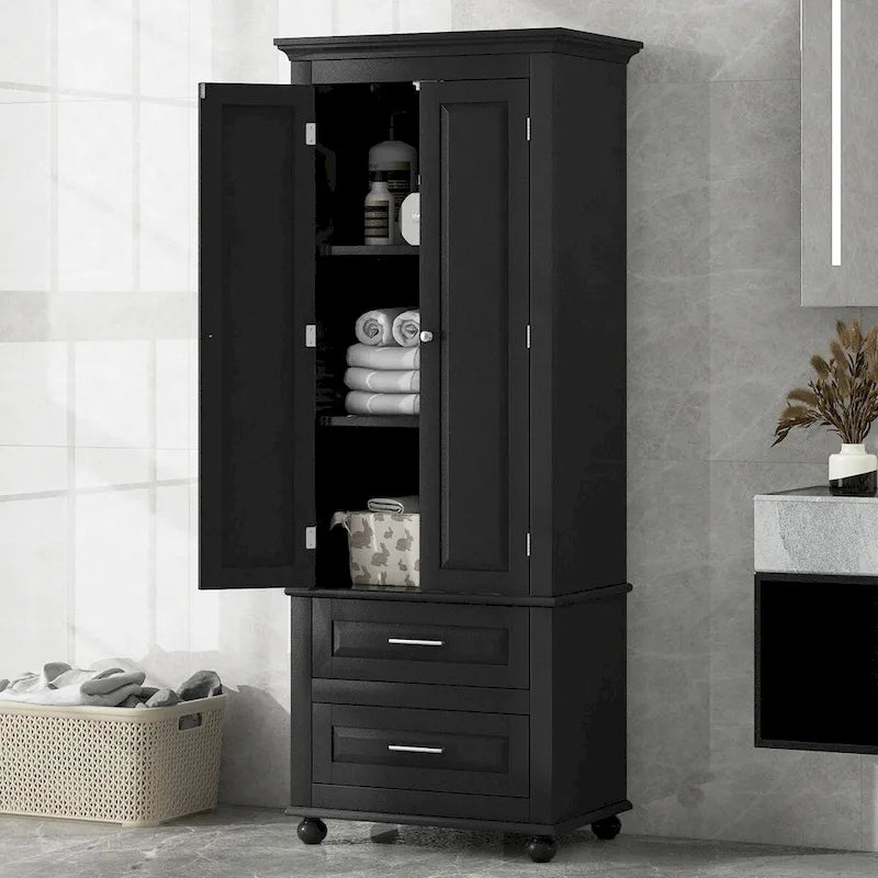 Tall Storage Cabinet with Two Drawers