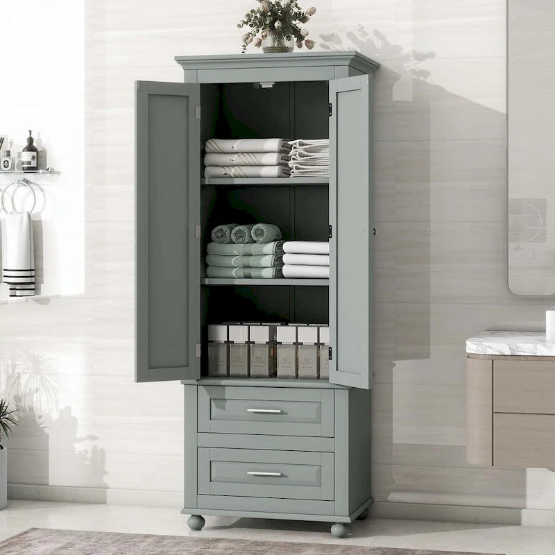 Tall Storage Cabinet with Two Drawers