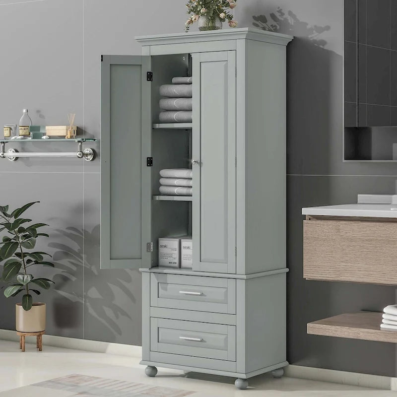 Tall Storage Cabinet with Two Drawers