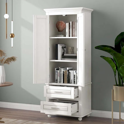 Tall Storage Cabinet with Two Drawers