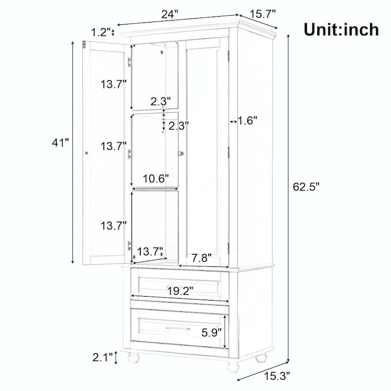 Tall Storage Cabinet with Two Drawers